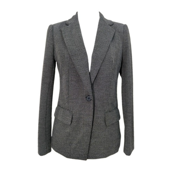 Magaschoni Jackets & Blazers - Magaschoni Gray And Black Herringbone Single Button Blazer Women's Size Small